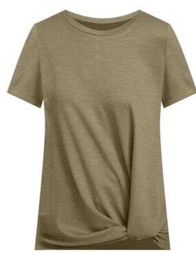 Maurices 24/7 Austin Knot Hem Tee Dusty Olive-Large